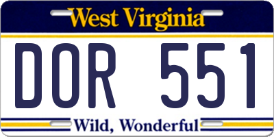 WV license plate DOR551
