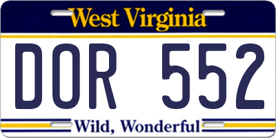 WV license plate DOR552