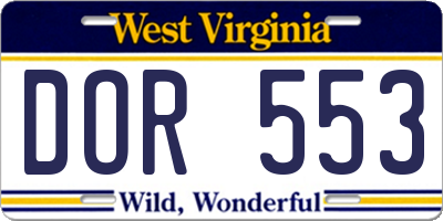 WV license plate DOR553