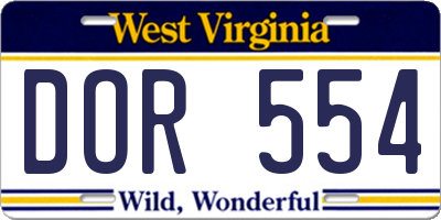 WV license plate DOR554