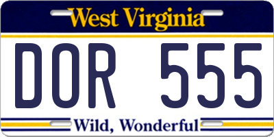 WV license plate DOR555