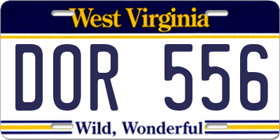WV license plate DOR556