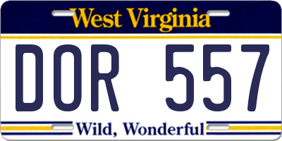 WV license plate DOR557