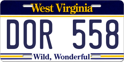 WV license plate DOR558