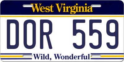 WV license plate DOR559