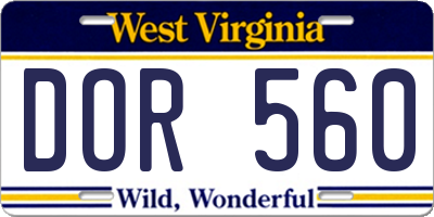 WV license plate DOR560