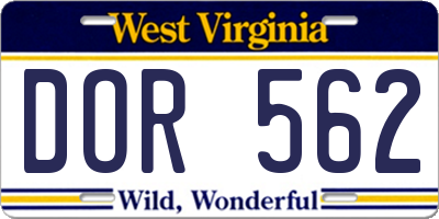 WV license plate DOR562