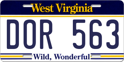 WV license plate DOR563