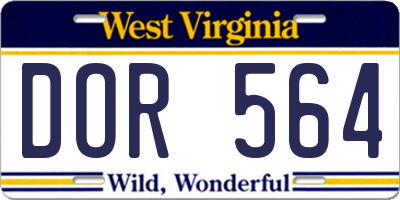 WV license plate DOR564