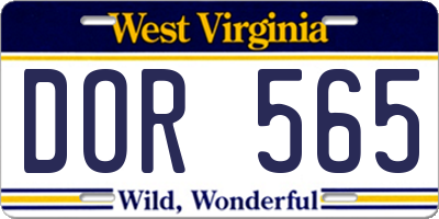 WV license plate DOR565