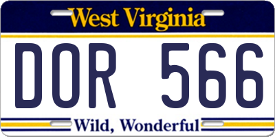 WV license plate DOR566