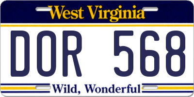 WV license plate DOR568