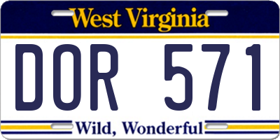 WV license plate DOR571