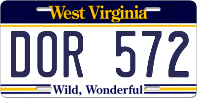 WV license plate DOR572