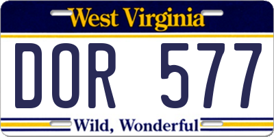 WV license plate DOR577