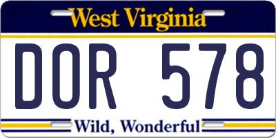 WV license plate DOR578