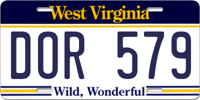 WV license plate DOR579