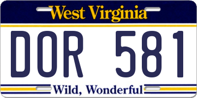 WV license plate DOR581