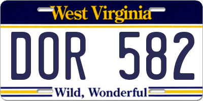 WV license plate DOR582