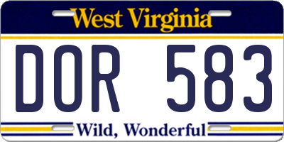 WV license plate DOR583