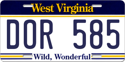 WV license plate DOR585