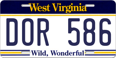 WV license plate DOR586