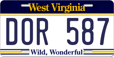WV license plate DOR587
