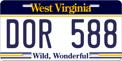 WV license plate DOR588