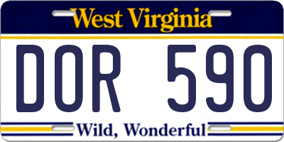 WV license plate DOR590
