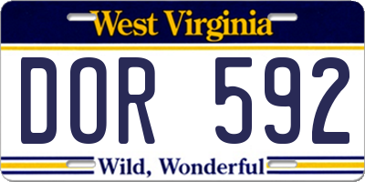 WV license plate DOR592
