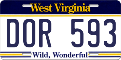 WV license plate DOR593