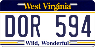 WV license plate DOR594