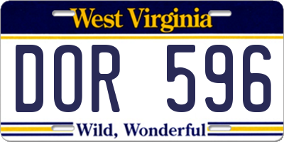 WV license plate DOR596