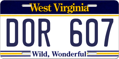 WV license plate DOR607