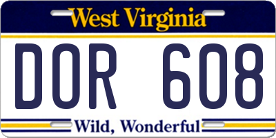 WV license plate DOR608