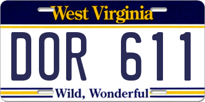 WV license plate DOR611