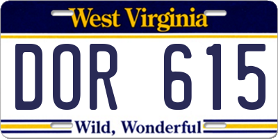 WV license plate DOR615