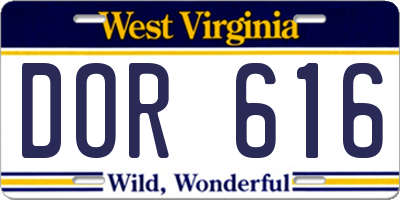 WV license plate DOR616