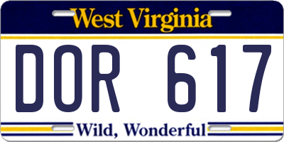 WV license plate DOR617