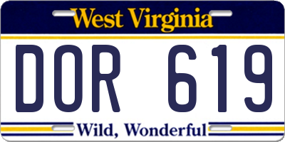 WV license plate DOR619