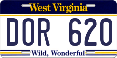 WV license plate DOR620