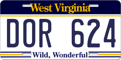 WV license plate DOR624