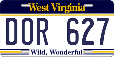 WV license plate DOR627