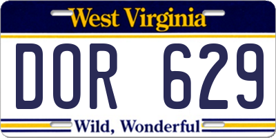WV license plate DOR629
