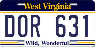 WV license plate DOR631