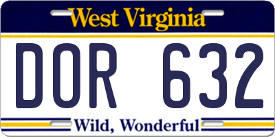 WV license plate DOR632