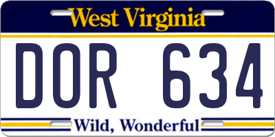 WV license plate DOR634
