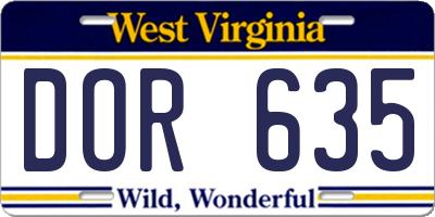 WV license plate DOR635