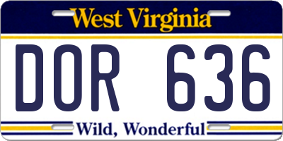 WV license plate DOR636