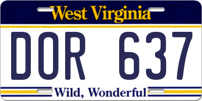 WV license plate DOR637